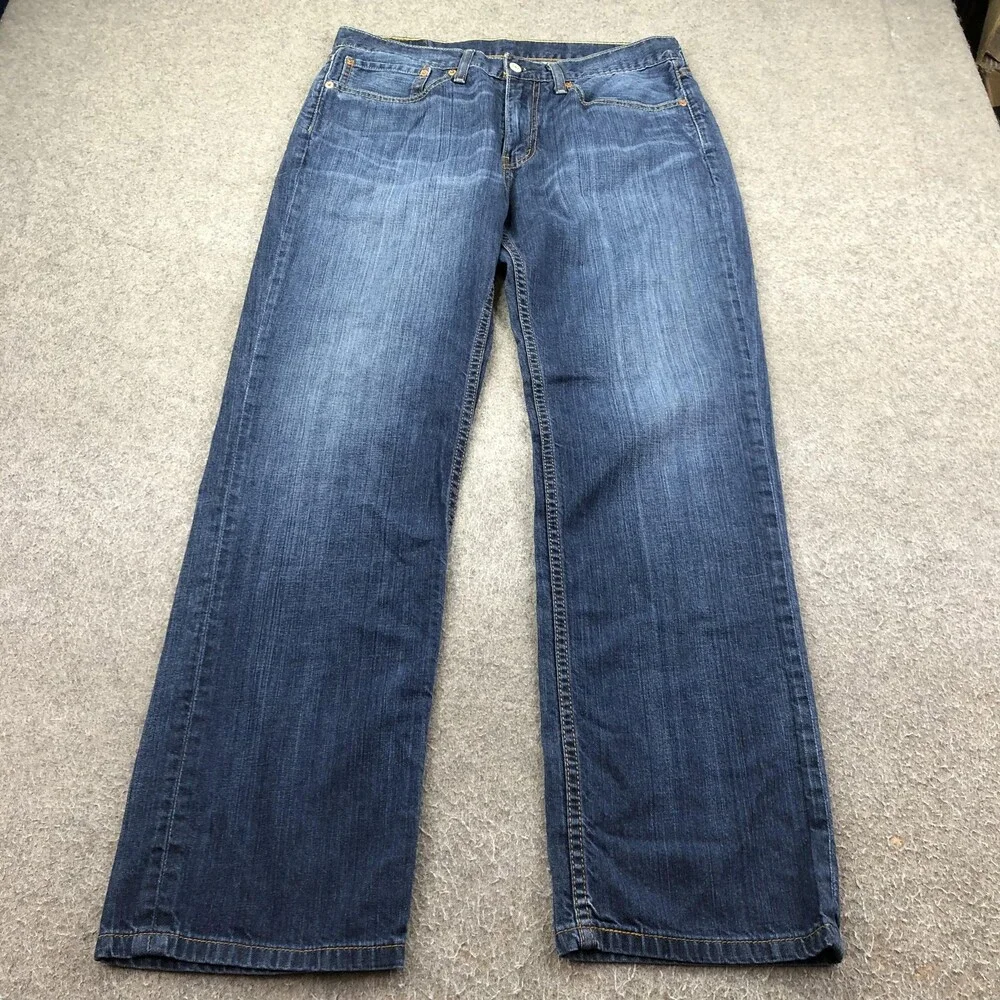Levis 514 Jeans Mens 34x32 Blue Medium Wash Regular Straight Denim Pants Casual